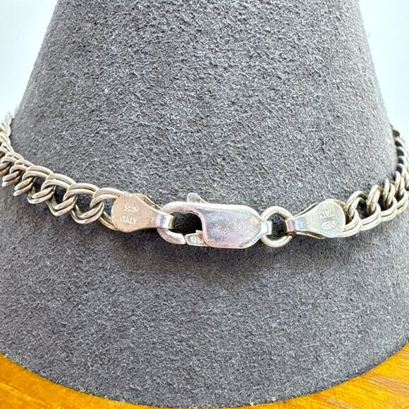 Sterling Silver 925 Double Link Chain Bracelet Lobster Clasp Size 8.25" Length - Picture 4 of 9